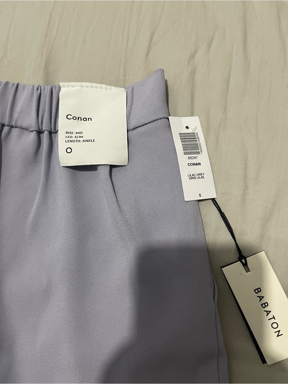 NWT - Babaton Conan Pants - Size 0 - Lilac Grey
